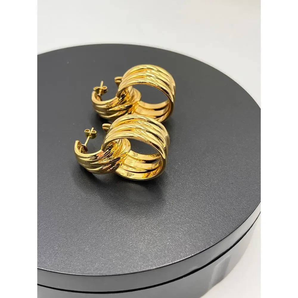 Oma The Label The Idea 18k Gold‎ Plated Chunky Hoop Statement Earring